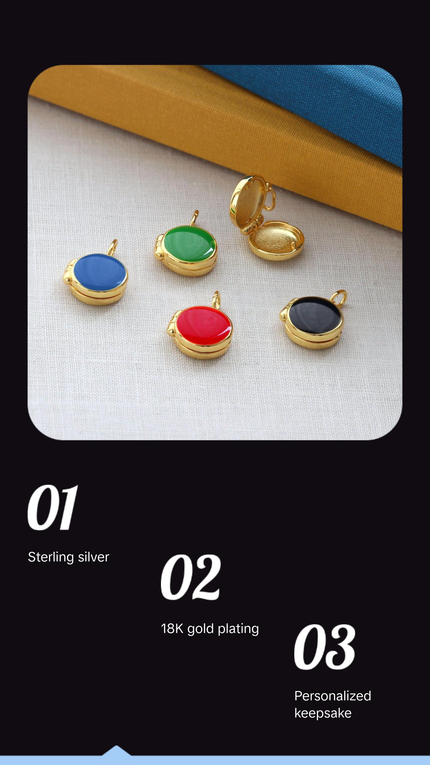 Round Enamel Locket Charm