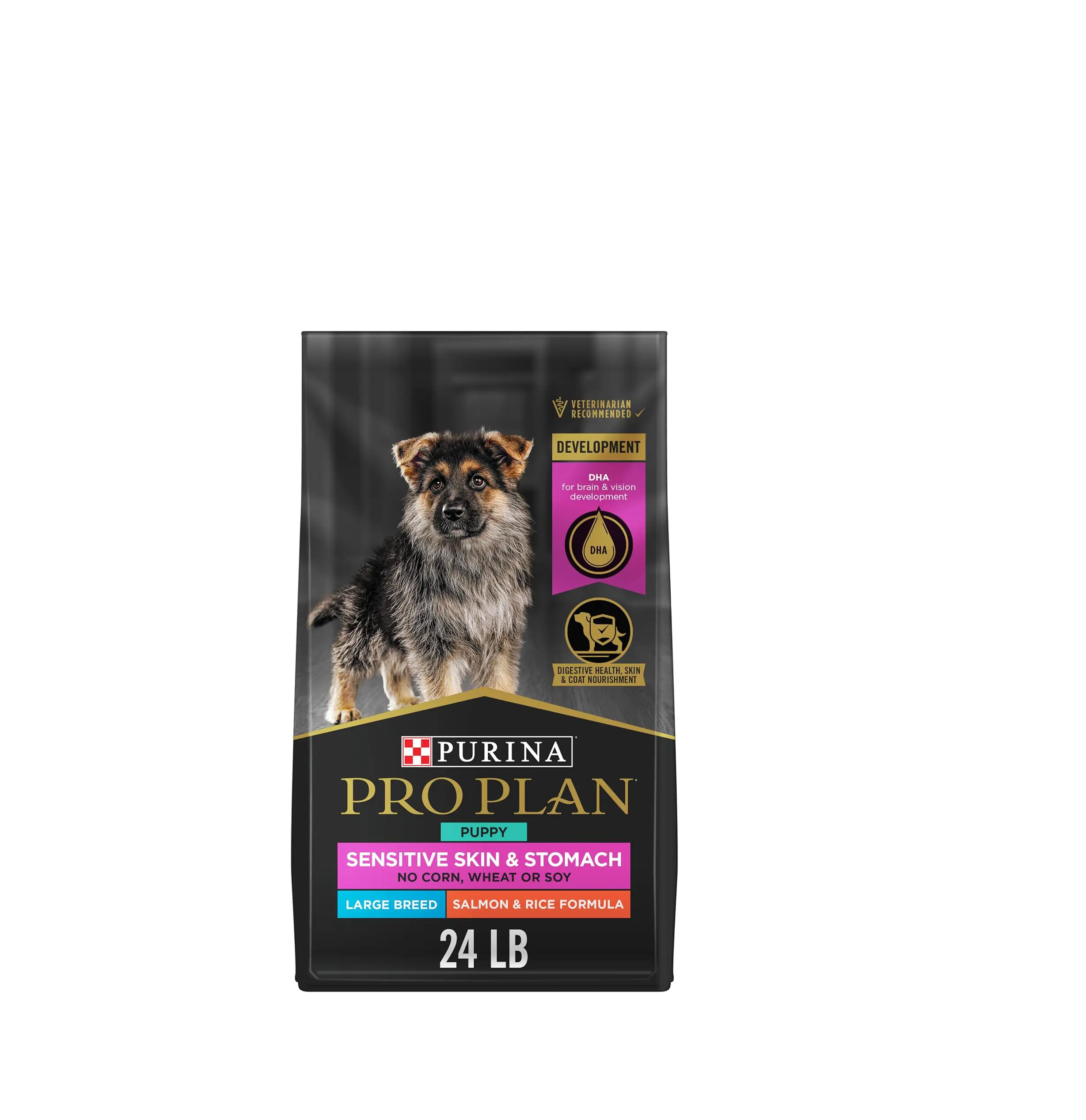 Purina Pro Plan Sensitive Skin and Stomach Large Breed Puppy Food Salmon and Rice Formula - 24 lb. Bag
