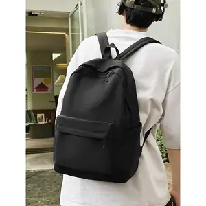 Casual Plain Zipper Backpack, Large Capacity Multi-layer Backpack, Fashionable Backpack for Men & Women, Versatile Simple Casual Backpack for Work & School, Durable Backpack