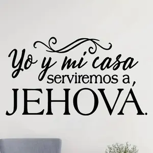 Bible Verse Vinyl Decorative Wall Sticker Spanish Writing Christian Home Decor Wallpaper, Religious Art Decal for Living Room & Bedroom