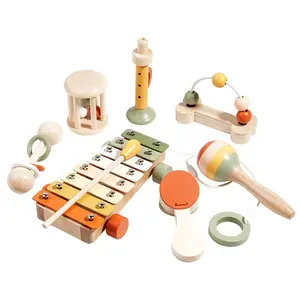 Wooden Montessori Musical Instrument Play Set, 1 Set Colorful Percussion & Bell Set Combination, Rattle Maracas Sensory, Infant Hearing Training, Bell Toy