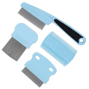 4-Pack Flea Comb Set for Dogs & Cats, Jade Green Pet Grooming Combs, Tear Stain & Hair Remover