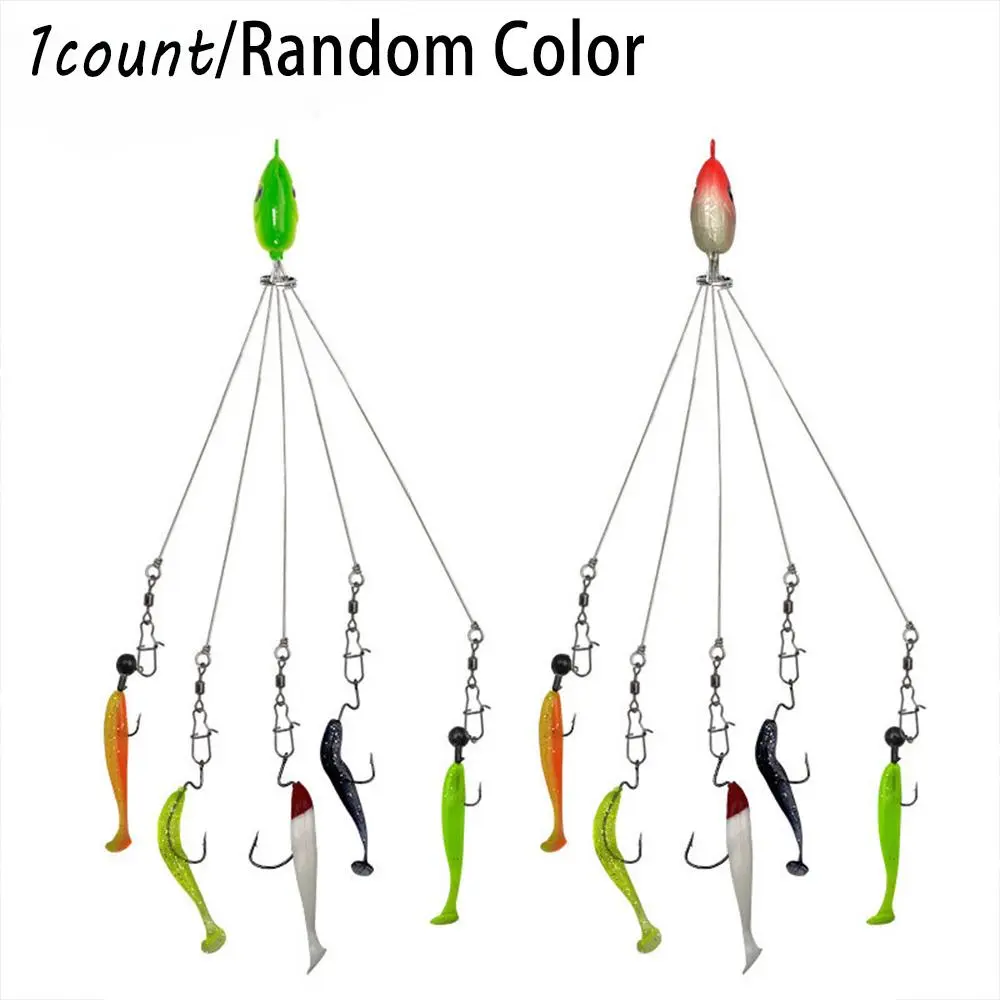 Random Color Artificial Fishing Lure Multi Species Lure with Hook, Artificial Lures, Five-Arm Alabama Umbrella Rig, Outdoor Fishing Accessories for Enthusiasts Fishing Supplies, Fishing Equipment