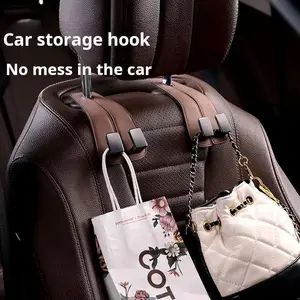 Suede leather car storage hook upgraded hidden double hook universal for main and passenger driver, installation-free, super load-bearing, stable and non-slip, rear small object storage artifact