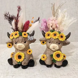 Cute Cow-Shaped Flower Vase Set, Includes Two Styles, Perfect for Spring, Suitable for Succulents and Small Flowers, Window Sill and Desk Decor, Cute Desktop Decoration, Home Decorative Vase