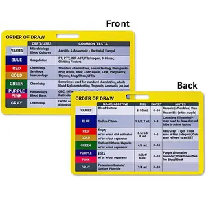 Order Of Draw Badge Card, 1 Count Durable Phlebotomy Horizontal Order Of Blood Draw Card for Nurses, Portable Efficient and Accurate Quick Reference Guide Cards for Nursing Clinicians & RN Students