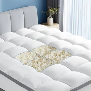 Shilucheng Memory Foam Mattress Topper, Ergonomic Support for Back Pain Relief, Breathable Quilted Pad with Deep Pocket Fits 6–18 Inch Mattresses