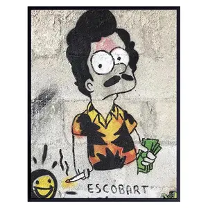 Large Pablo Escobar Wall Art Poster – Designed for Man Cave, Teen Boys' Bedrooms, or Dorm Rooms with a Trendy Graffiti Aesthetic, Offering an Edgy Artistic Print for Eclectic and Indie Decor Styles.