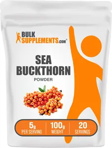 BulkSupplements Sea Buckthorn Powder - Edible - Natural Antioxidants - Sea Buckthorn Berry - Skincare Supplement - 100g-1kg - 5g per Serving