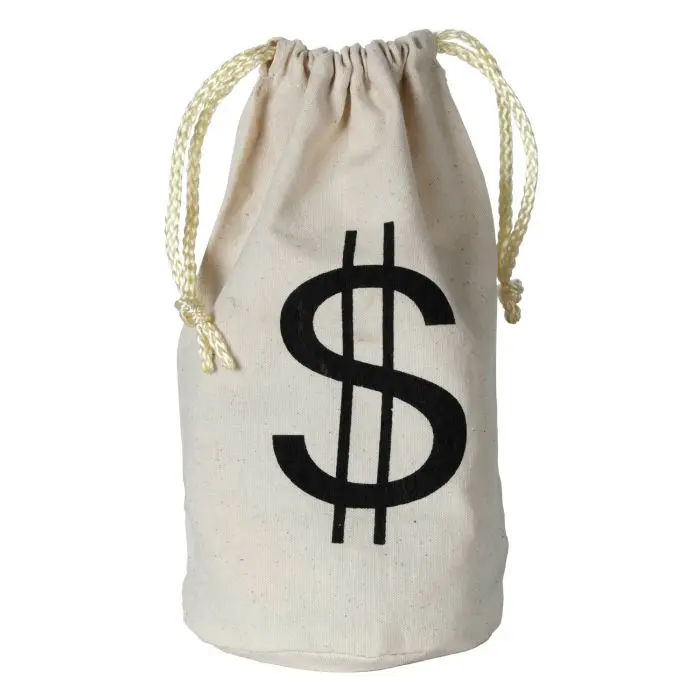 Beistle Fabric Drawstring Money Bag - Dollar Sign Design, Festive Party Decorations, Party Favors, Cash-Holding for Casino Night, Themed Event & Gift-Giving