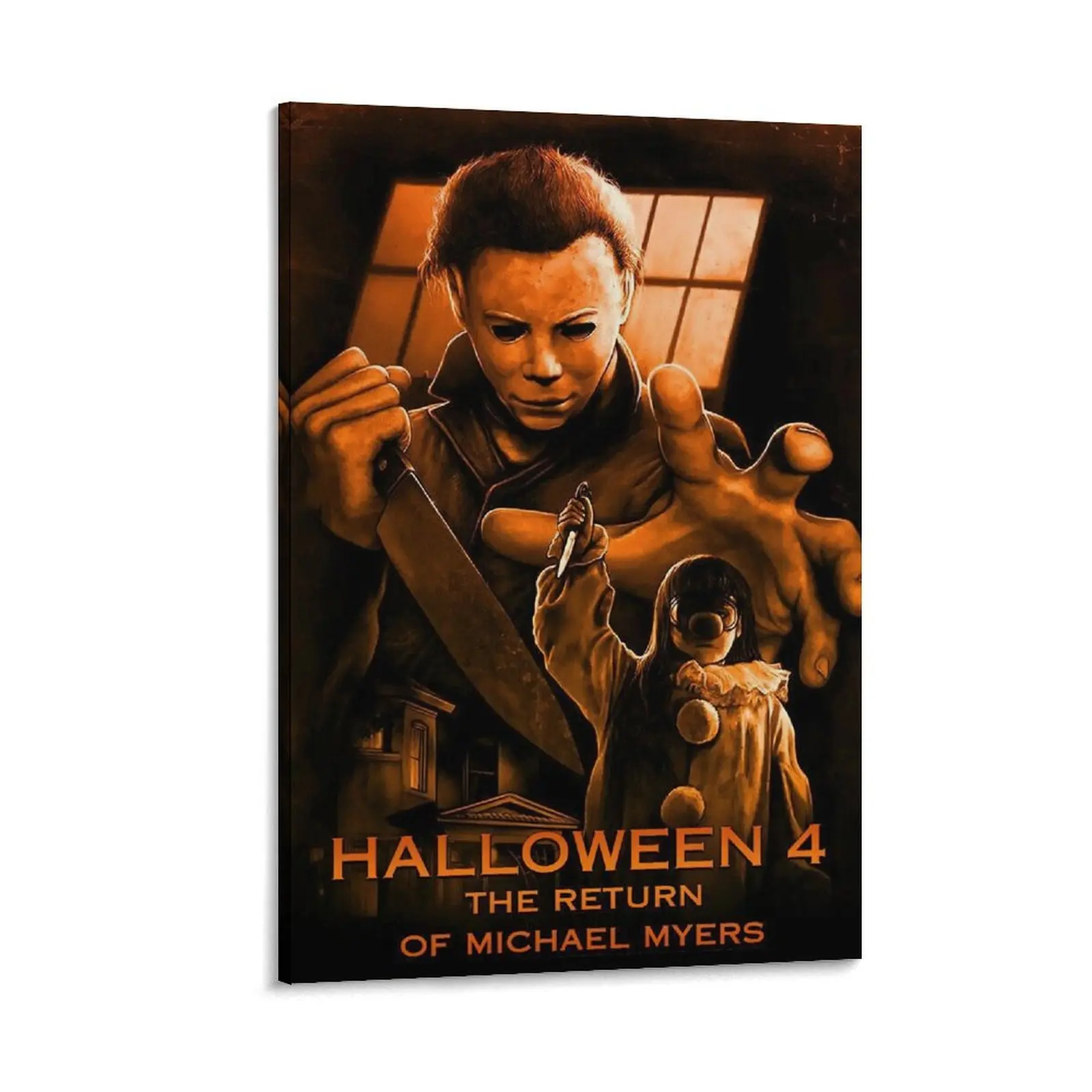 Customizable Multi-Size Halloween Kills Michael Myers Mask Canvas Print Wall Art - Thrilling Eerie Home Decor Painting for Office, Bedroom, Gift (As the Image Shows)