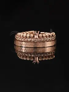 Vintage Roman Numerals & Twist Design Bangles, Stainless Steel Crown Design Drawstring Styling Bracelet for Men, Fashion Jewellery for Party, Daily Decor for Gift