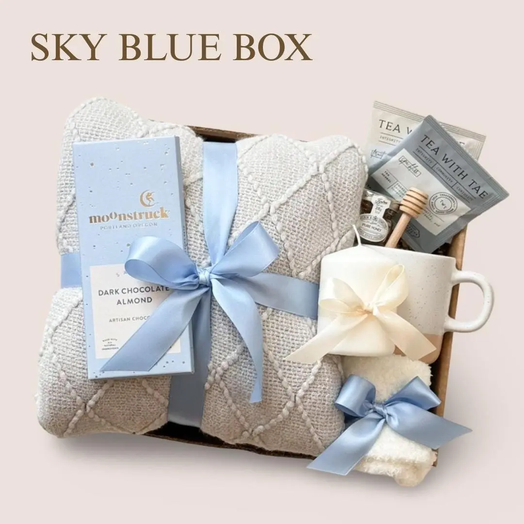NEW Birthday Gifts for Her, Hygge Gift Basket with Blanket, Socks, Candle, Birthday Box, Gift for Women, Self care gift basket, Birth flower box