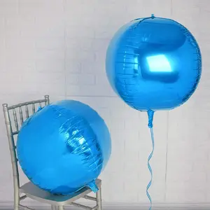 18" 4D Royal Blue Sphere Mylar Foil Balloon Set, 2-Pack, Inflatable with Helium or Air for Festive & Party Supplies