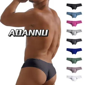 ADANNU Men's Modal Underwear, Low-Rise Sexy Half-Pack Butt Solid Color Triangle Pants Men's Sports Seamless Big Low Waist