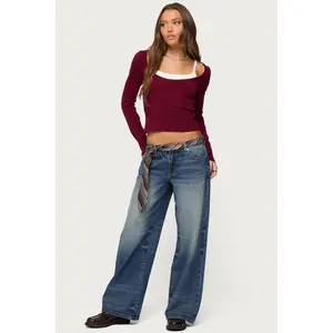 Raelynn Washed Low Rise Baggy Jeans