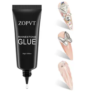 4-In-1 Diamond Glue for Fake Nails, Gems, Charms, Nail Art Decorations, No Wipe Needed, Large Capacity 30g, Perfect Gift Choice, Nail Adhesive, Rhinestone Glue