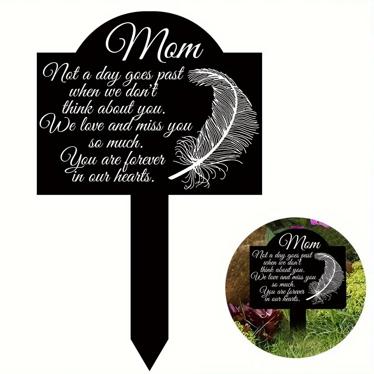 1pc Acrylic Memorial Garden Pile - Remembering Mom Tombstone Plaque for Cemetery Decoration, Easy to Use, Acrylic Cemetery Marker, Outdoor Courtyard Cemetery Decoration, Christmas Decoration