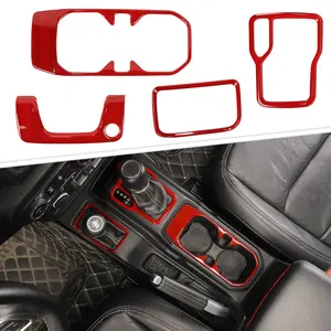 Red Center Armrest Switch Gear Trim for 2018+ Jeep Wrangler JL JLU Gladiator JT Car Console Decoration Interior Decal Automotive Stickers