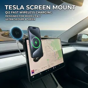 MSTARKE Qi2 15W Wireless Charger Phone Mount for Tesla Model Y/3 Compatible with iPhone MagSafe, Magnetic Car Holder for Tesla Model 3 Highland/Y Juniper