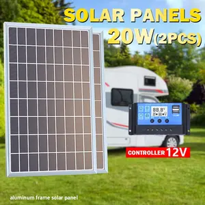 12V Solar Panel Kit Portable Solar Panels Complete 10w Capacity Multicrystalline USB Power Portable Outdoor Rechargeable Home Solar Battery Generator