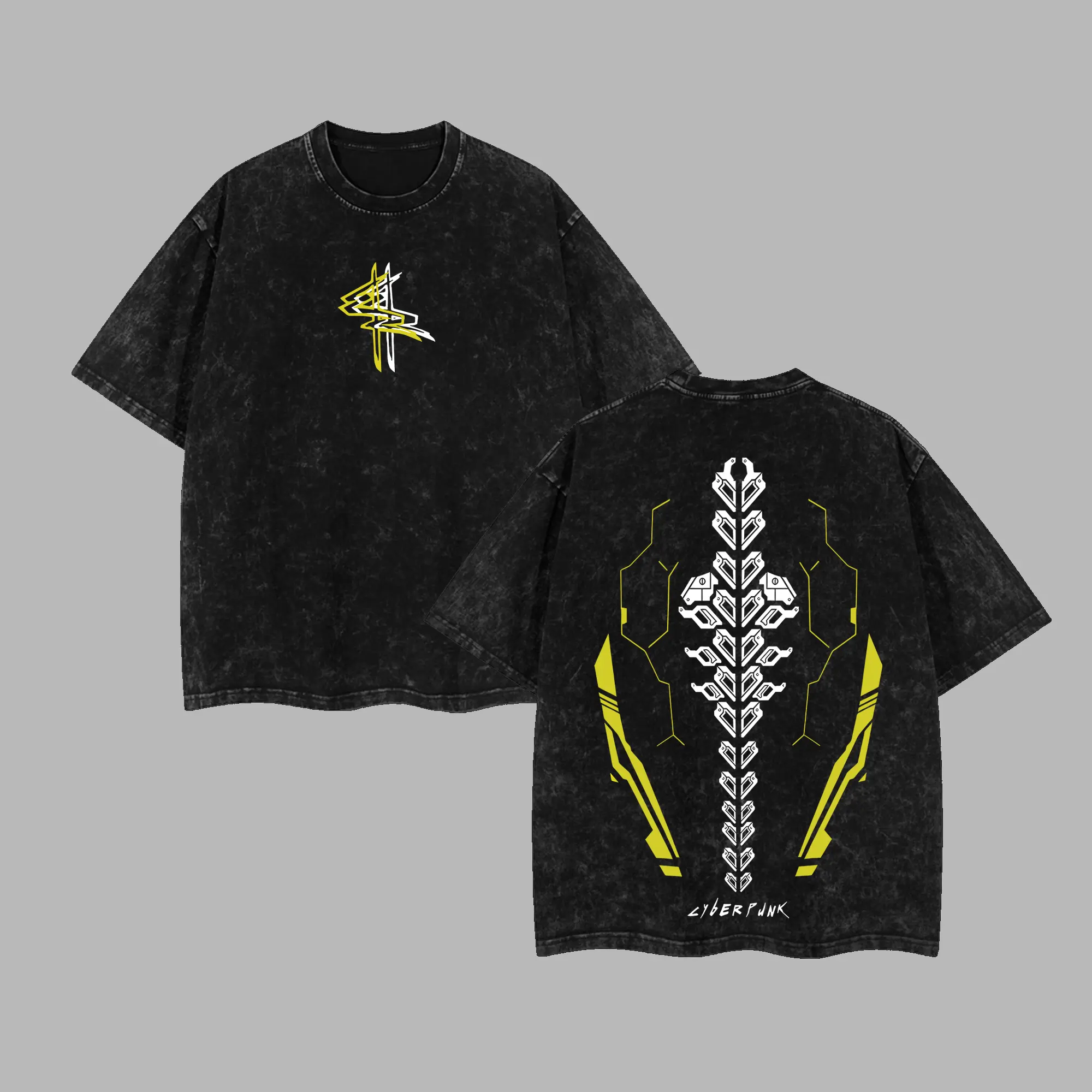 [NeoTokyoStatic] Cyberpunk V2 Anime Retro Unisex Acid Washed T-Shirt, Hoodie, 100% Heavy Cotton Cyberpunk 2026 Oversized Unisex Anime Merch, Soft Cotton Streetwear Clothes, Unisex Manga Apparel, Gift for Anime Fans