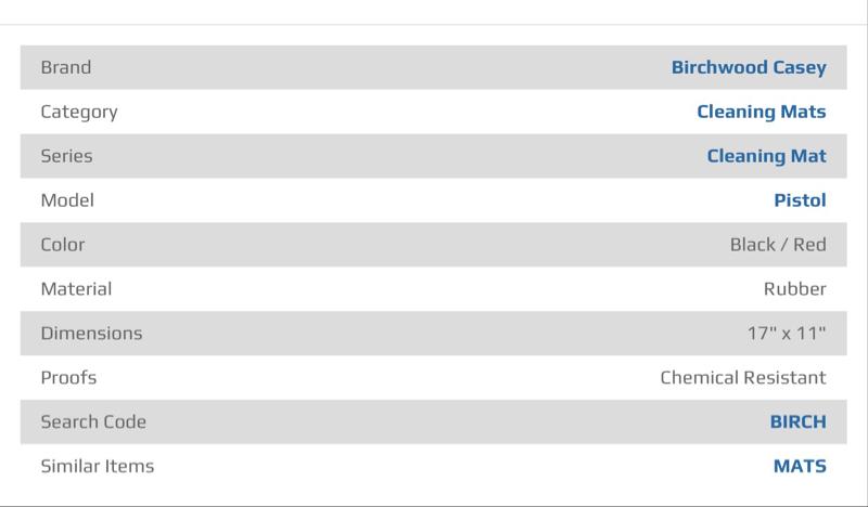 Birchwood Casey 30250 Cleaning Mat Black/Red Rubber 17" x 11"