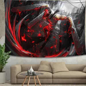 Anime Chainsaw Wall Hanging Starry Night Galaxy Tapestry Suitable for Aesthetic Dormitory Bedroom Decoration 60x40 Inch Art Gift 30*40
