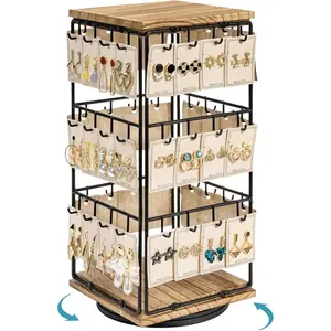 360 Rotating Earring Display Stands with 48 Hooks Jewelry Display Holder for Vendors Display Earrings Necklaces Bracelets Hair Accessories