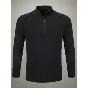 Men's Plain Zipper Mock Neck Sweatshirt, Slim Casual Sporty Thermal Long Sleeve Top, Men Top for Spring & Fall Daily Wear, National Day Clothing, Casual Sportswear