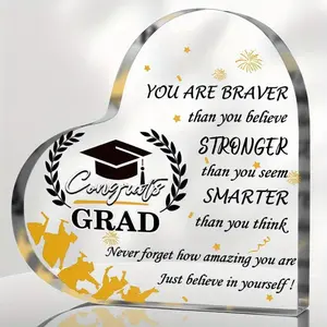 Acrylic Inspirational Graduation Gifts for Boys/Girls, Heart Shape Middle High College School Graduation Gift for Him/Her, Son Daughter Keepsake Gift Ideas Decorations teacher gifts teacher appreciation gift