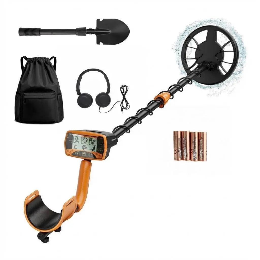 Waterproof Metal Detector for Adults – 8'' High Sensitivity Coil, LCD Display, Professional IP68 Outdoor Treasure Finder, Adjustable Stem, All Metal & Discrimination Modes – 8-inch Metal Detector