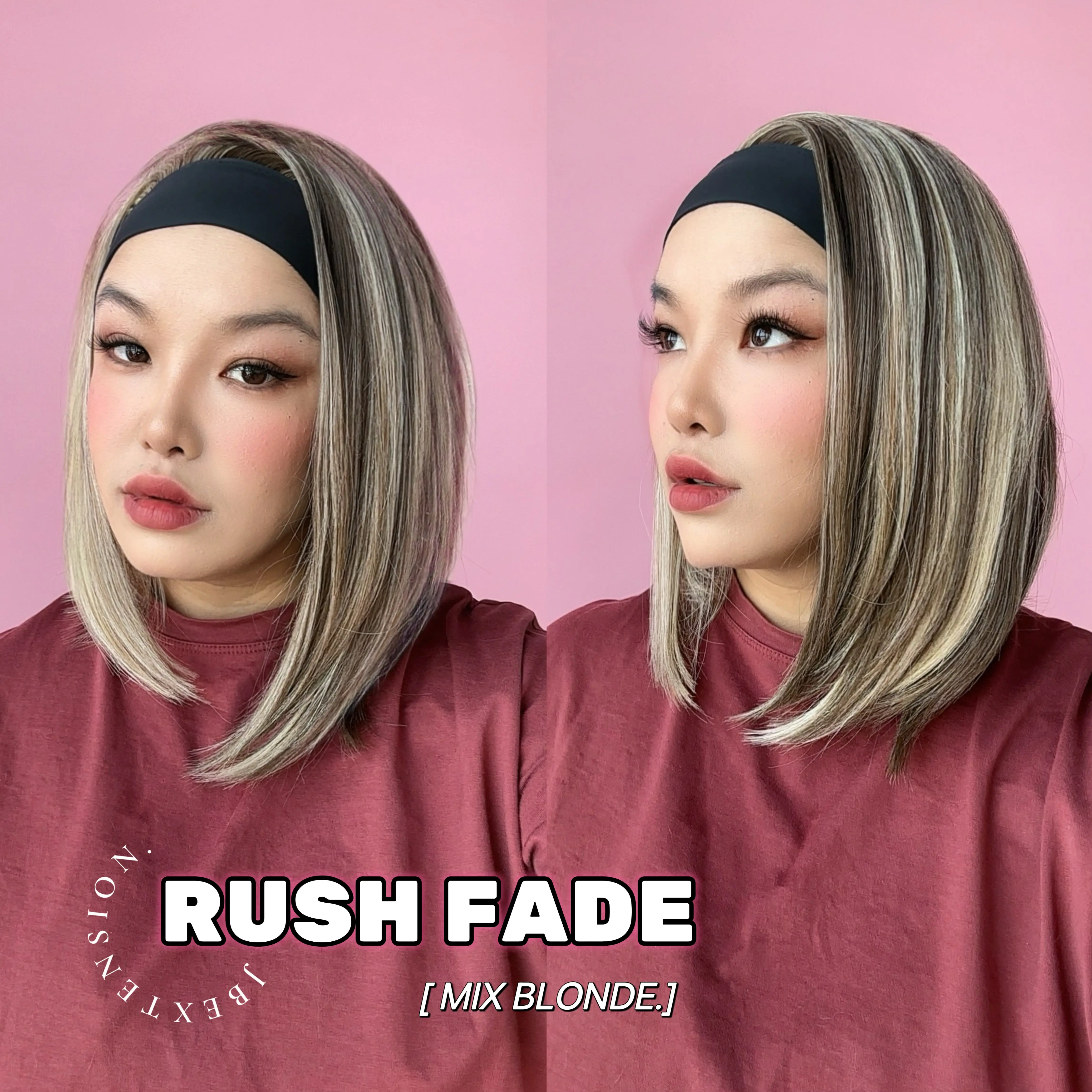 JBEXTENSION 12 Inches Short Hair Black Headband Wig RUSH FADE BOB