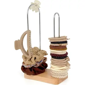 2-Tier Hair Tie Organizer, Modern Scrunchies Storage Tower Holds 50-70 Hair Accessories, Claw Clip Holder, Fashion Countertop Display Stand for Women & Girls()