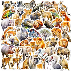 50PCS Realistic African Animal Waterproof Graffiti Stickers For Luggage Phone Case Laptop Notebook Decals Kids Gift RecordingYourLife