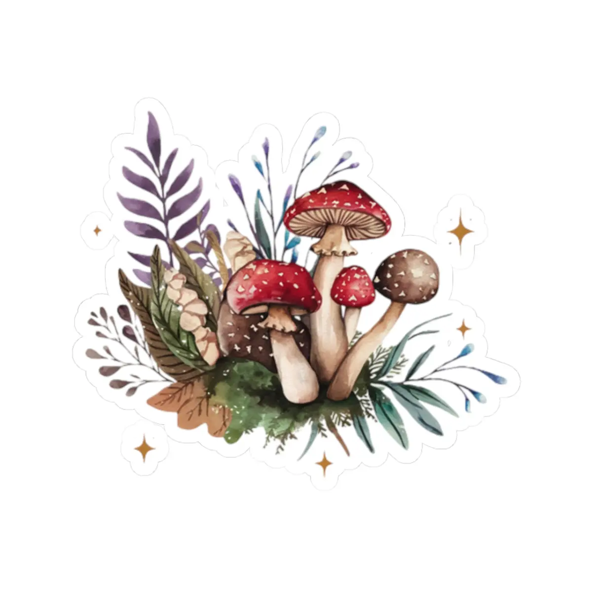 Glossy Whimsical Mushroom Stickers - Long-Lasting Vinyl Mushroom Fungi Decals for Adults, Nature Lovers, DIY Scrapbooking Supplies to Personalize Laptops, Journals, Decorate Windows