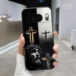 Divine Sacrifice Faith Pattern Rounded Edge Phone Case for Google Pixel 10 9 XL 8 7 Pro A Shockproof Drop Protection Rugged Durable Liquid Silicone Cover Cellphone Protective