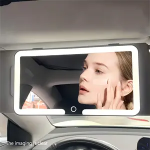 Car LED Makeup Mirror, Rechargeable Car Sun Visor Mirror, Dimmable Touchscreen Auto Vanity Mirror, Vehicle Interior Accessories, Car Accessories, LED Car Ambient Light, LED Lights
