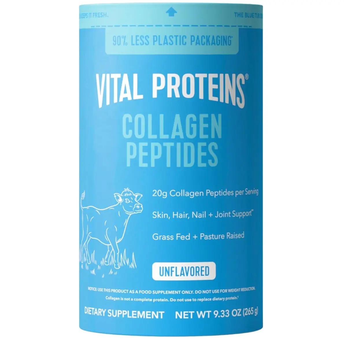 Vital Proteins Collagen Peptides Powder Supplements, Unflavored, 9.33oz - Grass-Fed, Supports Hair, Skin & Nails, Bones & Joints, 13 Servings, Protein Powder