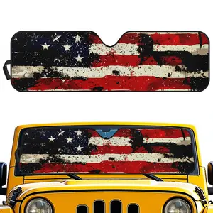 Tupalatus Windshield Sun Shade for 2018-2026 Jeep Wrangler JL JLU & 2020-2026 Jeep Gladiator,American Flag Print Heat Reflective Front Window Sun Visor Blocks UV Rays Foldable Sunshade,summervibes