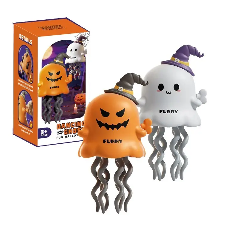 Halloween Dancing Ghost Toy, Portable Yellow Moving Ghost Figure with Wiggly Legs, Fun Interactive Halloween Decoration for Kids, Party Favors, Family Play and Holiday Décor