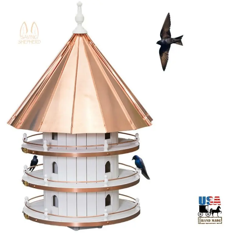 36" PURPLE MARTIN BIRDHOUSE - Large 12 Room 3-Story Copper Roof Bird Condo
