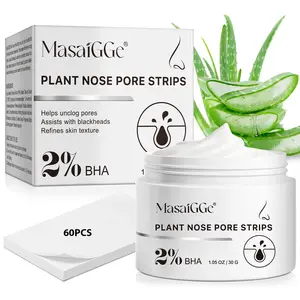 MasaiGGe Plant-based Nose Pore Patch 60pcs & Nose Pore Cleansing Mask 30g, Containing 2% Salicylic Acid, Suitable for Nose Skin Cleansing, Gentle