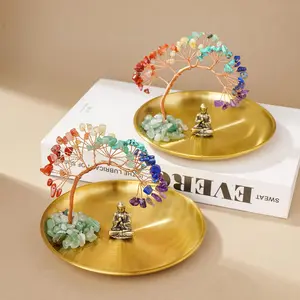 Creative Money Tree Design Ornament, 1 Count Colorful Tree with Buddha Base, Desktop Decorative Ornament for Home Office, Home Decor, Religious, Stylish Religious Decor
