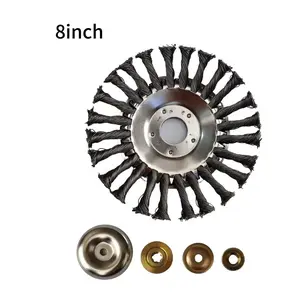 8 Inch Metal Weeding Brush for Brush Cutter, Durable Steel Wire Wheel Head for Grass Cutting, Rust Removal and Stone Resistant, Universal Accessory for Cleaning Gaps and Edges