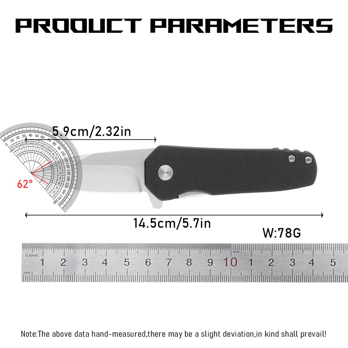 Portable Camping Hiking Folding Knife with Clip,G10 Handle Folding Pocket Knife, EDC Outdoor Tool for Camping Hiking Adventures