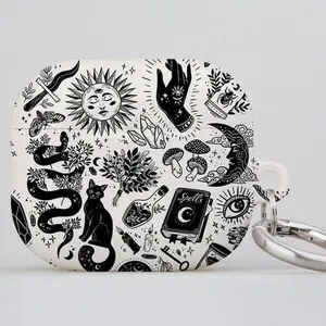 Witchy Things AirPod Case: Art by Serena Archetti Design, Moon, Cat Apple AirPod Pro Gen 1, 2, 3, Airpod Max