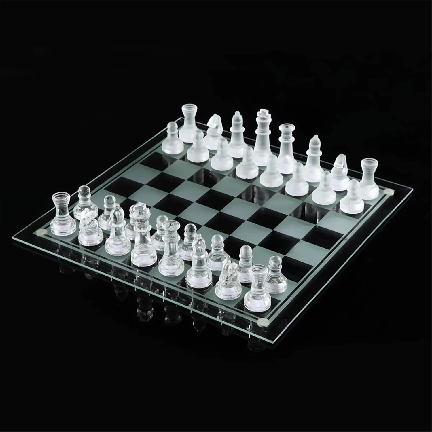 10" Premium Glass Chess Set - Tabletop Chess Board, Family Fun Game for Enthusiasts, Elegant Home Decor Piece (Toys & Hobbies, Games & Puzzles), Chessboard Table Set, Board Games For Family Night