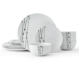 12 Piece Porcelain Dinnerware Set, White