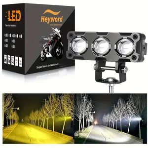 Heyword 1pc LED Spot Light Motorcycle Headlight Led Front Lights + Dual Beam, 12V-80v Hardwired Compact Design, Aluminum Housing